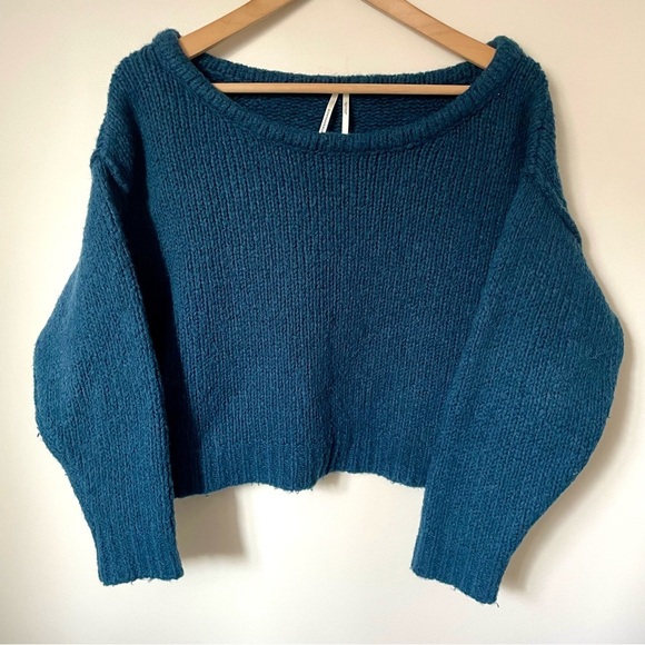 Anthropologie Chunky Knit Boatneck Sweater Teal Size Extra Small - Picture 3 of 8